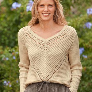 NWOT Garnet Hill Pointelle Pullover Sweater
